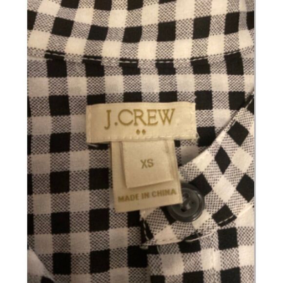 J.Crew Women's XS Black & White Checkered Long-Sleeve Shirt - Picture 5 of 9